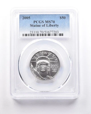 2005 $50 American Platinum Eagle 1/2 Oz 0.5 Oz Platinum MS70 PCGS *5328 - Image 1 of 3