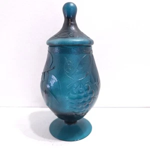 Empoli Vidrio Italiano Rico Azul Teal, Tienda de Vid con Tapa - Tarro de Caramelo con Patas - Imagen 1 de 7