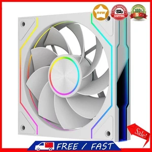 12cm Computer Chassis Fan ARGB 4 Pin PWM Quiet Cooling Fan (White Negative) - Afbeelding 1 van 10