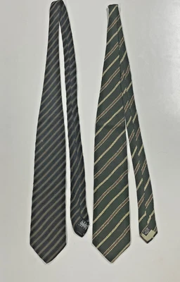 Lote 2 Corbatas Emporio Armani Rayas Vintage Hechas en Italia Mezcla Seda Verde Azul Marino Foto 1 de 4