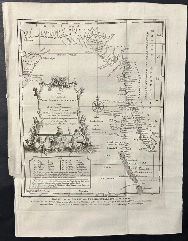 GOLFO PERSA 1753 BELLIN & VAN SCHLEY INUSUAL ANTIGUO ORIGINAL COBRE GRABADO MAPA Foto 1 de 1