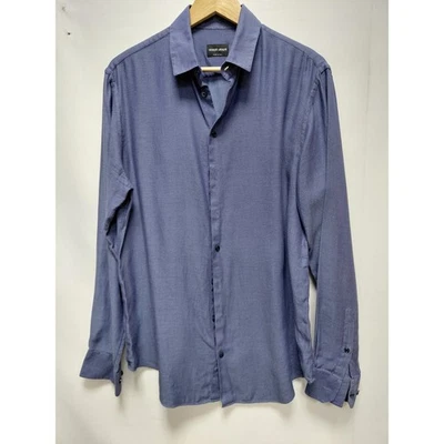 Camisa de Vestir Giorgio Armani Hecha en Italia Azul 100% Algodón | Talla 16.5 42 Foto 1 de 4