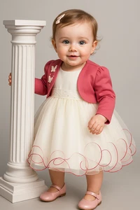 Bebé Niñas Mariposa Bolero Chaqueta Vestido Bautizo Bautismo Vestidos de Boda - Imagen 1 de 6