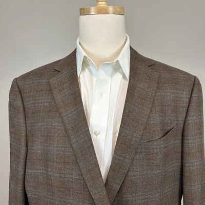Ermenegildo Zegna Trofeo Cashmere Blend Brown Plaid Mila Blazer Sport Jacket 48R - Image 1 of 4