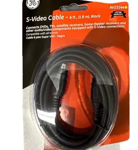 6 ft. GE S-Video Cable DVD TV AVR Satellite Receiver Black AV23244 {D1} - Picture 1 of 9