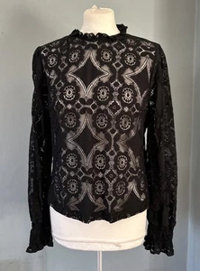 Primark Black Lace Top Long sleeve Size 14 - Picture 1 of 5