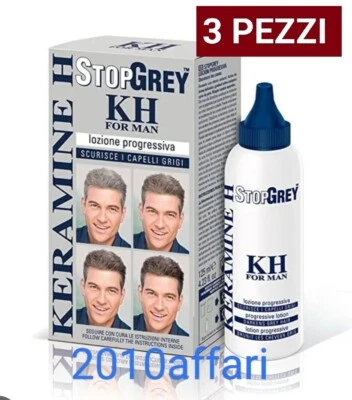 Keramine H Stop Grey For Man Lozione Progressiva Scurisce Capelli Grigi 3 Pezzi