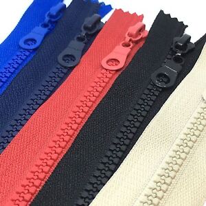 Closed End Chunky Plastic Teeth Zips - 14 to 30cms - Choice of zipper colours