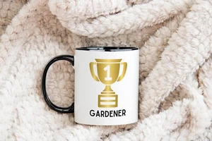 number 1 gardener mug one trophy black mug - Picture 1 of 1
