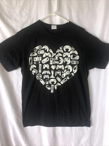 Herren Large schwarz Gamer T-Shirt Game Controller HERZ Grafik Tee - Bild 1 von 4