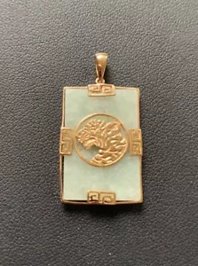 Colgante de tigre chino de doble cara rectángulo oro amarillo de 14k Sanuk - Imagen 1 de 5