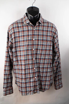 Camisa Billy Reid Corte Estándar Para Hombre Grande Manga Larga Botón Cuadros Italia Foto 1 de 4