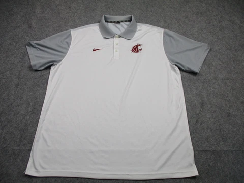 Nike Washington State Cougars Polo Shirt Mens Extra Large White Dri Fit College Cover