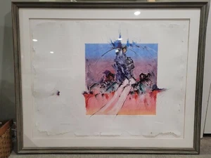 ORIGINAL 1/1 Amado Pena Monotype Paseo Del Valle Dos 1988 handmade w/ intaglio - Picture 1 of 12
