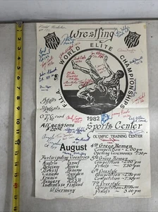 1982 F.I.L.A World Elite Team Signed Wrestling Poster USA Olympic Autographed - Picture 1 of 5