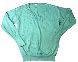 J.Crew women's size L Green V-Neck Button Shoulder Cotton Sweater - Picture 1 of 8