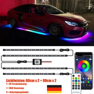 Auto LED Unterbodenbeleuchtung X4 RGB Neon Underglow Atmosphäre Lichtleiste App - Bild 1 von 12