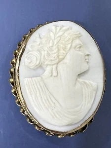 Vintage Gold-Filled Alabaster Cameo Brooch - Picture 1 of 7