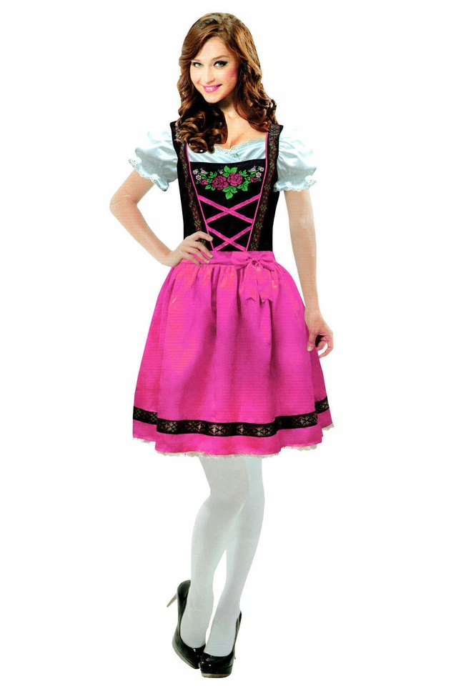 AMSCAN Dirndl Trachtenkleid Karneval Kostüm Fasching Kleid Oktoberfest Trachten Mode