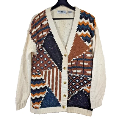 White Stag Womens White Long Sleeve Cardigan Sweater Grandmacore Stiched Sz S - Image 1 of 4