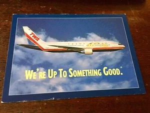 TWA TRANS WORLD  Airline We're Up To Something Good Airplane Postcard - Imagen 1 de 2