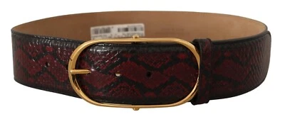 Cinto DOLCE & GABBANA couro exótico vermelho fivela oval dourada p.75cm/30in RRP $600 - Imagem 1 de 4
