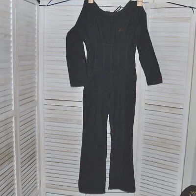 Mono vaquero vintage FUBU azul oscuro ropa de calle cremallera elástica 11/12 largo para mujer Foto 1 de 4