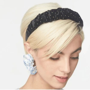 Diadema Kelly de terciopelo Lele Sadoughi Jet Dot nueva con etiquetas - Imagen 1 de 6