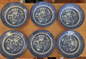 Churchill BLUE WILLOW Set of SIX 21 cm Fruit/Cereal Bowls - Picture 1 of 2