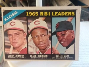 1966 Topps #`219- Willy Mays - Frank Robinson - Seron Johnson - Picture 1 of 3