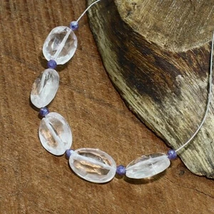 Crystal Quartz Faceted Oval Moonstone Bead Natural Loose Gemstone Making Jewelry - Picture 1 of 3