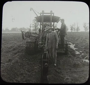 Linterna Mágica de Vidrio Diapositiva TRACTOR EXCAVACIÓN TUBO ZANJA WISCONSIN C1910 FOTO EE. UU. - Imagen 1 de 2