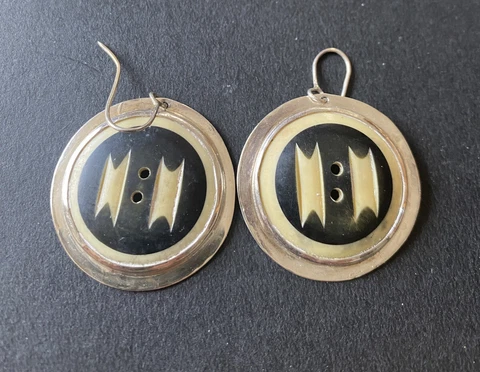 Vintage  Button  Set in Sterling Silver ~ Earrings Cover