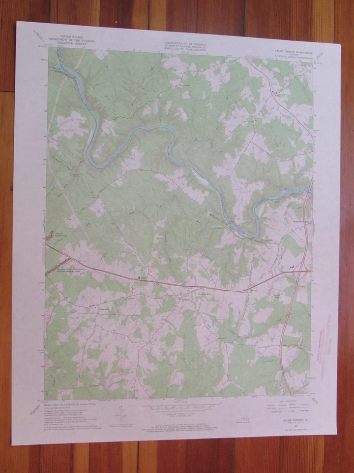 Salem Church Virginia 1968 Original Vintage USGS Topo Map Foto 1 de 1