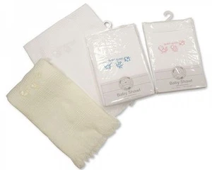 Baby Acrylic Shawl - Duck - White Cream Pink Sky - 042 - Picture 1 of 1