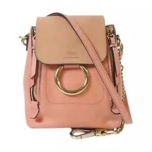 CHLOE Faye Backpack Leather Suede Pink - Picture 1 of 23
