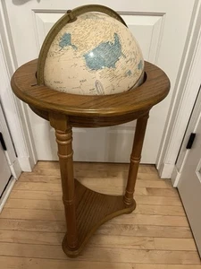 Grande Splendido Mappamondo Vintage con Supporto in Legno Alto 35” - Foto 1 di 16