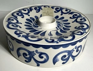 Clásico Retro Calentador de Tortillas Azul Blanco Melamina Servidor Contenedor con Tapa De Colección - Imagen 1 de 5