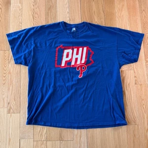 Philadelphia Phillies MLB "Phi" PA Blue Graphic Tee Cotton Mens 2XL - Picture 1 of 6