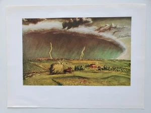 The Line Storm John Steuart Curry Fields Farm Horsecart Storm 1939 Vintage Print - Picture 1 of 1