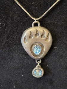 Vtg native Navajo silver bear claw With Blue Gemstones statement necklace - Picture 1 of 11