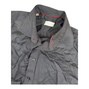 Eton Contemporary Dress Shirt Button Up Gray Red Trim Mens 42 16.5 - Picture 1 of 9