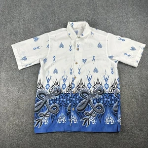 Sideout Sport Dragon Tribal Button Up Shirt Large Youth White Vintage 90s Rave - Picture 1 of 5