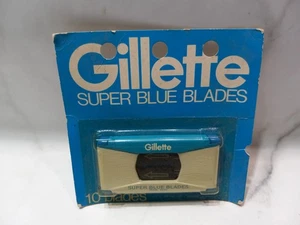 Vintage Gillette 10 Super Blue Klingen Spender Neu aus altem Lagerbestand Paket Gebrauchsspuren - Bild 1 von 3