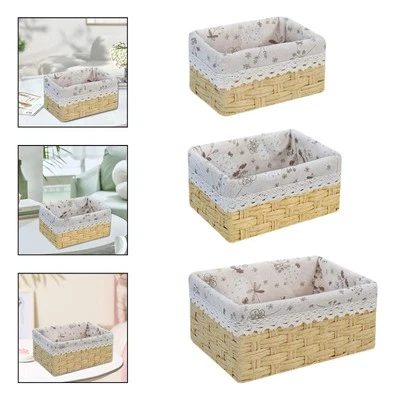 Woven Basket with Cloth Liner Display Accessory for Lunch Perfume Cosmetics - Image 1 of 2