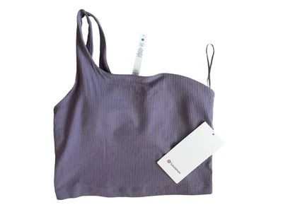 Camiseta sin mangas recortada asimétrica Lululemon acanalada Nulu púrpura ceniza talla 6 NUEVA  Foto 1 de 2
