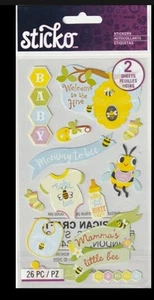 Sticko 2 Sheets Baby Beehive Mommy To Be Stickers Planner Crafts Baby Shower - Picture 1 of 1