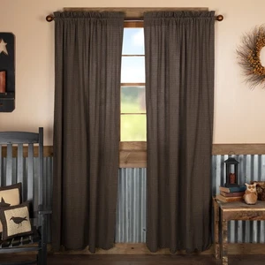 Panel a Cuadros Kettle Grove Festoneado 84" Gris Carbón Negro Crema Algodón Country - Imagen 1 de 5