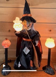 Individuell animierte Hexe Austausch Lichter Halloween Motionette Figur Kerzen Vintage - Bild 1 von 11