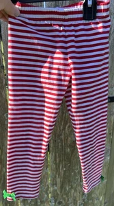 Rare Editions Red White Striped Leggings Size 3T Girl's Green Bows At Bottom - Picture 1 of 9